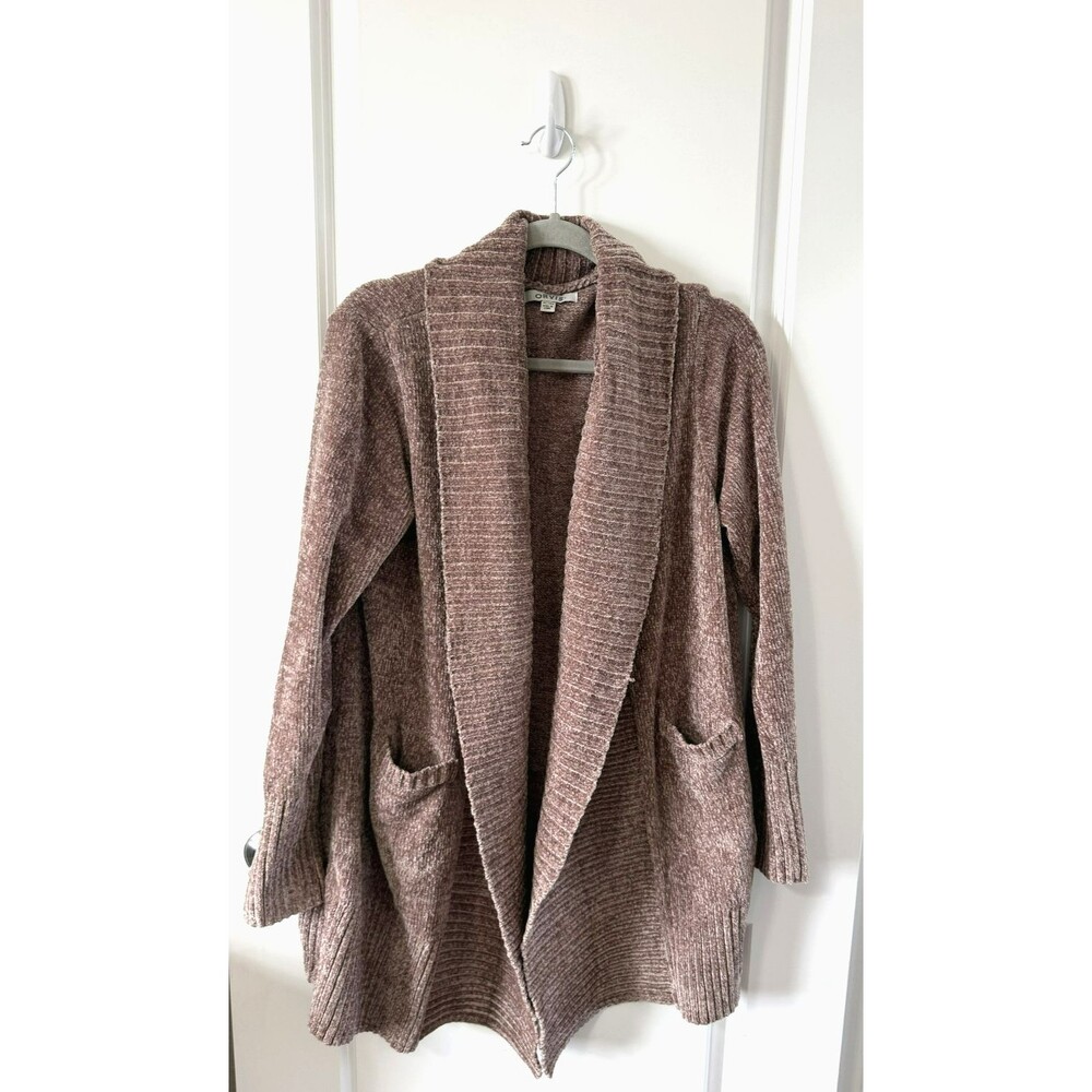 Orvis Women's Chenille Cardigan Sweater Size XL Beige Open Front Knit NWT
